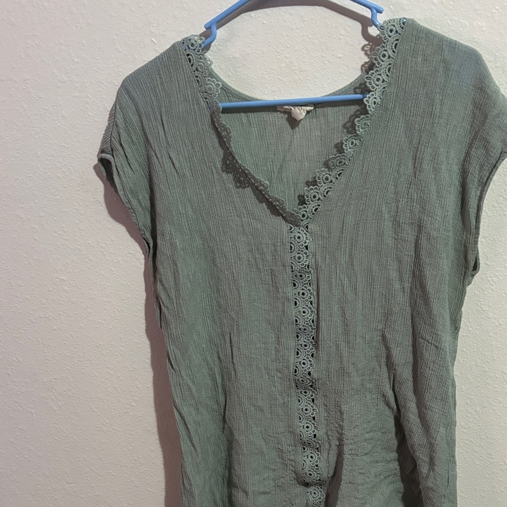 Blu Pepper Sage Green Lace Blouse